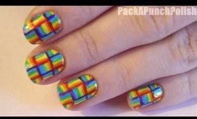 Weaved Rainbow Nail Art Tutorial