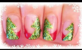 Advent Calendar | 2 - Christmas Trees on Red Tips nail art ✩ Martina Ek