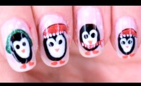 CUTE CHRISTMAS PENGUIN NAILS & QUICK MAKEUP