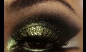 Green Glitter Drag Eyes using BH Cosmetics