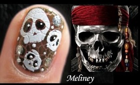 Halloween Nails Pirates of the Caribbeans Floating Skull Nail Art Design Tutorial for Short Nails