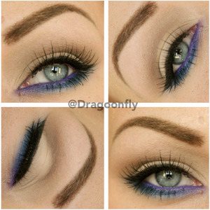 Purple (Nyx jumbo pencil - Milk + Purple eyeshadow) on the waterline and blue under the lashes. Both from 120 palette