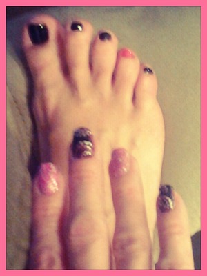 decorated nail stickers from Kiss ($3) & matching pedicure