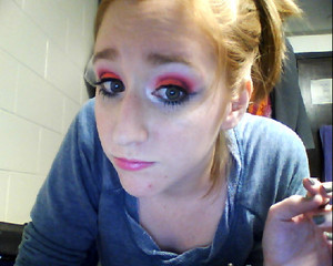 A poor-quality image from my webcam of my valentines makeup.