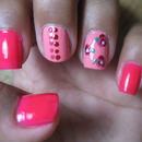Flower + Pink + Polkadots = Cute Nails 
