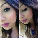 Cat eyeliner purple lips 