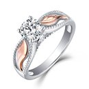 "Angel Wings" Round Cut White Sapphire Rose Gold Sterling Silver Ring