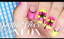 Palm Trees on Neon nail art