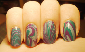 marbling- i wanted to try diff. "patterns" on each nail due to curiosity ^^