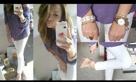 In Love with Fashion - Purple Sweater + White Skinnies