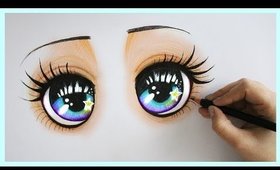 Drawing Tutorial ❤ How to draw and color Sparkly Blue Eyes !