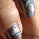 China Glaze: Galactic Gray + ArtClub Nail Art Lux Silver Decals