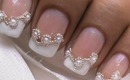Bridal white pearl nails french tip design nail art designs + beads review for sammydress
