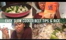 Easy Slow Cooker Beef Tips & Rice | Cooking w/ Tommie (BeautybyTommie)
