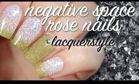 Negative Space Rose Nails | lacquerstyle