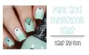 Mint and Rhinestone Nails | NailsByErin