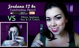 Jordana 12 Hr Eyeshadow Pencils VS Milani, Sephora, NYX, and LA Colors