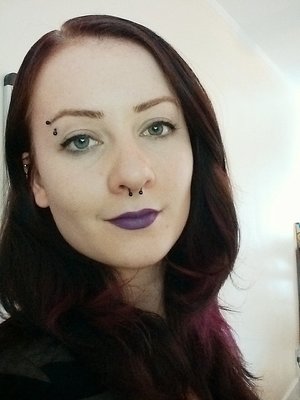 The new(ish) heroine lip colour from M.A.C.  It's a really lovely matte pigmented shade of purple (has some very clear pink undertones).  When it is wiped off after wearing, it does leave your lips stained a bright fuschia colour. 