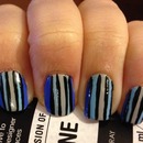 Blue Striped Nails