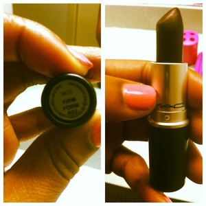MAC firm form. A matte black lipstick with some gold speckles in it. Love it. My fav lipstick ever. I think it was limited edition. 
