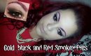 Gold Black & Red Smokey Eyes - Ojos Haumado Rojo, Oro & Negro
