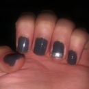 Grey nails with silver tip on accent nail