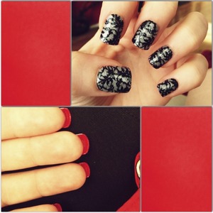 I used stick on nails and painted underneath red (: 