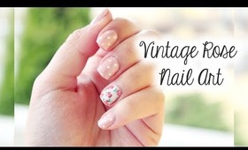 Tutorial: Vintage Pink Rose Nail Art ♡ Nail art for beginners!