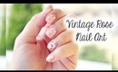 Tutorial: Vintage Pink Rose Nail Art ♡ Nail art for beginners!