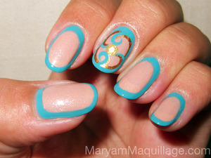 Inspired by Islamic jewelry. I've included 3 border nails tutorials (easy, intermediate, advanced) on my blog: http://www.maryammaquillage.com/2012/07/border-nails-of-morocco.html