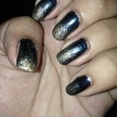 Blue and gold glitter ombré 
