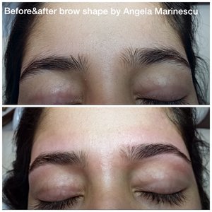 Brow makeover, before and after