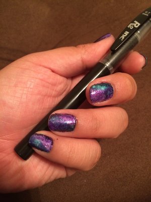 Some lovely galaxy nails, inspired by my lanyard 