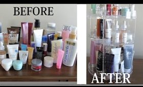 Small Vanity Organization! Skincare & Makeup Rotating Organizer Review