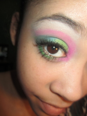 This is a look i did after my first visit to an ulta!  I was so excited i couldnt wait to try the stuff i bought. I used NYX jumbo pencil in milk (ive also never tried NYX) as a base and dramatic brow highlight. Modlash lashes..