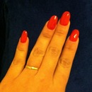 Red oval shaped nails