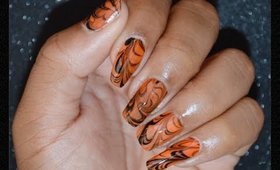 Black and Orange Halloween Water Marble