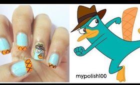 Perry the platypus nail art!!