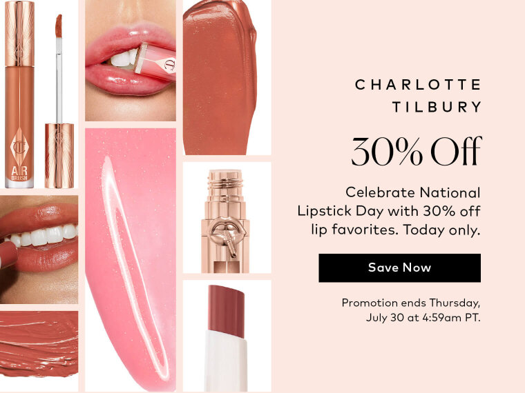 National Lipstick Day calls for a little color—and a very good reason to stock up. Today only, save 30% on select Charlotte Tilbury lip favorites.