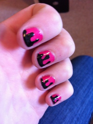 Simple black and pink nail art!