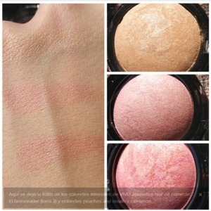 - bronzer in healthy glow
- blush in cinnamon
- blush in peaches and cream