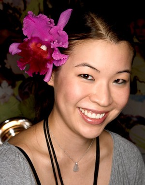 Yes, that's a real orchid in my hair--flown in from Hawaii for the DVF show!