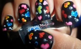 Easy Colorful Hearts Nails! ❤ / Diseño de corazones coloridos