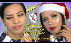 MAYBELLINE SUPERSTAY 24H FULL COVERAGE FOUNDATION +CATRICE LIQUID CAMOUFLAGE CONCEALER REVIEW / DEMO