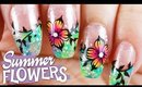 Summer Flowers Nail Art Tutorial // Freehand Floral Nail Art at Home