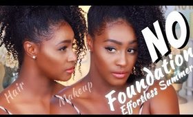 GRWM: ITS TOO HOT OUTSIDE!! LIGHTWEIGHT HAIR + DRUGSTORE MAKEUP " NO FOUNDATION "| Shlinda1