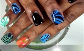 Water Marble Howto on Acrylic Nails