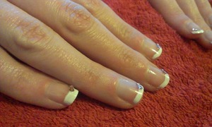 French manicure with pink bows