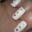 white-silver-pink-purple nails with rhinestones:)
