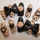 Black & Nude Polka dots and bows